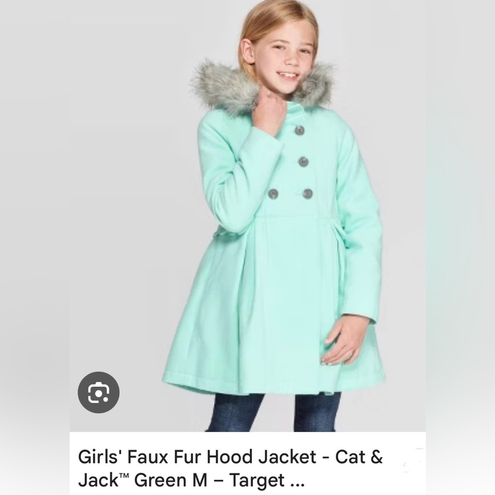 Girls' Mint Faux Fur Hood Jacket - Cat & Jack